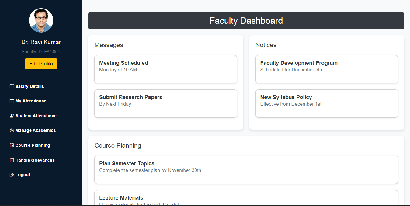 Faculty Dashboard